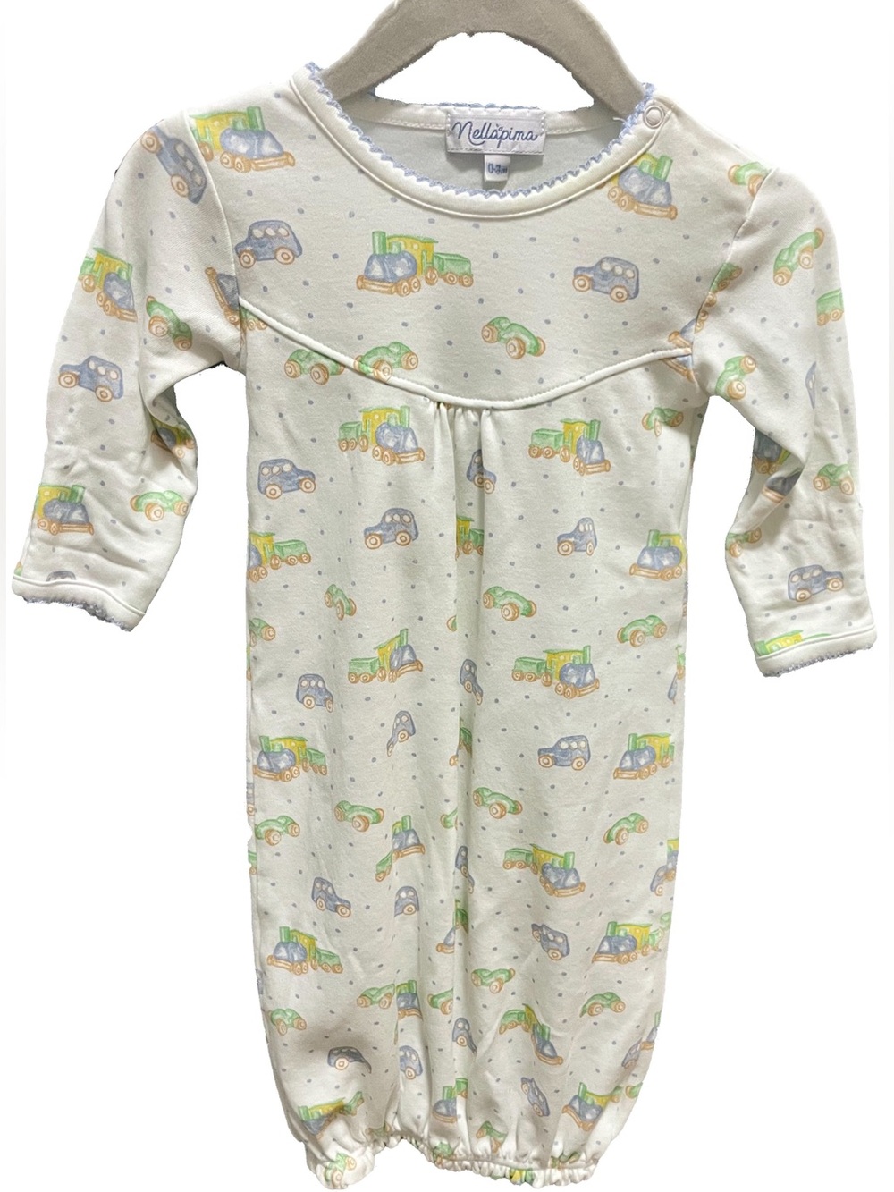 Nellapima Cream Sleep Gown with Trains & Cars